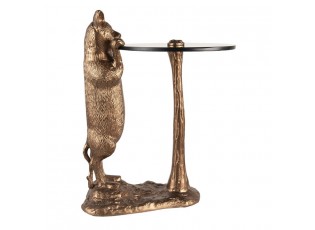 Odkládací stolek s kočičkou a zlatou patinou - 51*36*30 cm