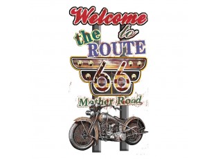 Nástěnná kovová cedule Route 66 - Welcome - 42*1*79 cm