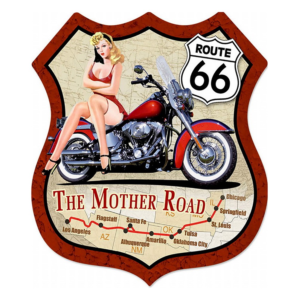 Nástěnná kovová cedule Route 66 - The Mother Road - 30*1*35 cm Clayre & Eef
