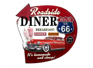 Nástěnná kovová cedule Diner Route 66 - 56*1*54 cm