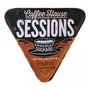 Nástěnná kovová cedule Coffee House - 40*1*37 cm