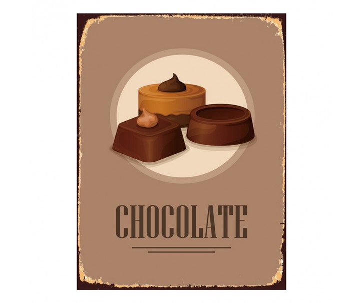 Hnědá nástěnná kovová cedule Chocolate - 25*1*33 cm