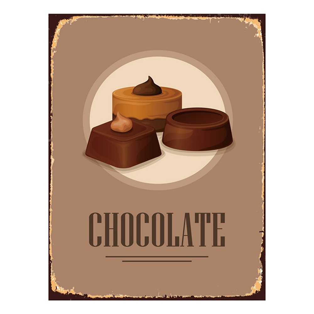 Hnědá nástěnná kovová cedule Chocolate - 25*1*33 cm 6Y5053