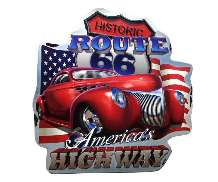 Nástěnná kovová cedule Historic Route 66 - 58*1*60 cm