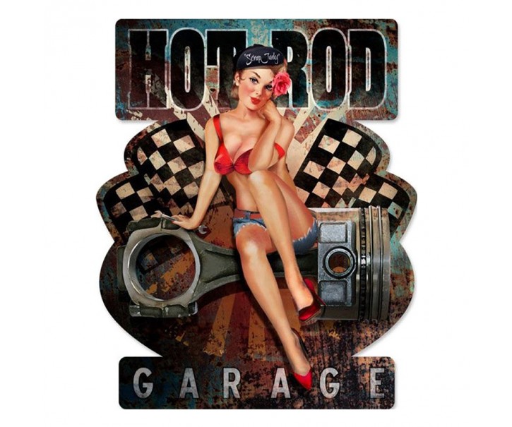 Nástěnná kovová cedule Hot Rod Garage - 33*1*40 cm