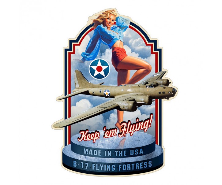 Modrá nástěnná kovová cedule B-17 - 45*1*60 cm