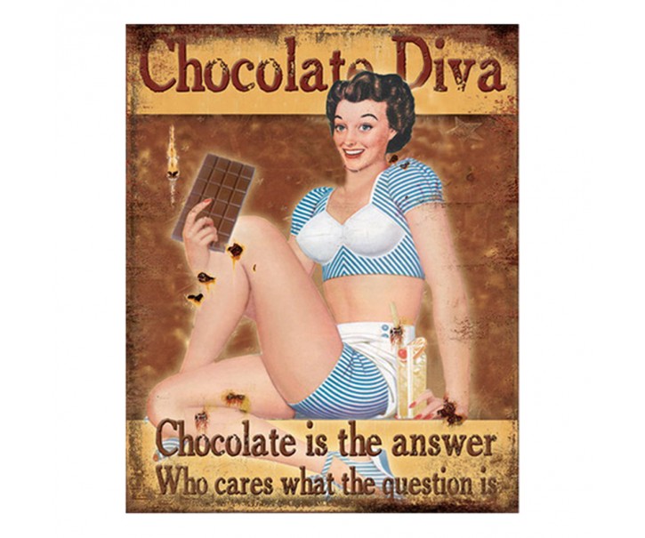 Hnědá nástěnná cedule Chocolate Diva - 20*1*25 cm