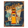 Modrá nástěnná cedule Station Gas - 25*1*33 cm