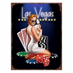 Nástěnná kovová cedule Las Vegas - 25*1*33 cm