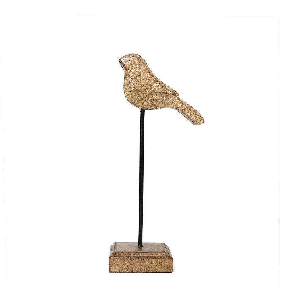 Levně Dekorace dřevěný ptáček na podstavci - 7,5*7,5*27cm CISHV26