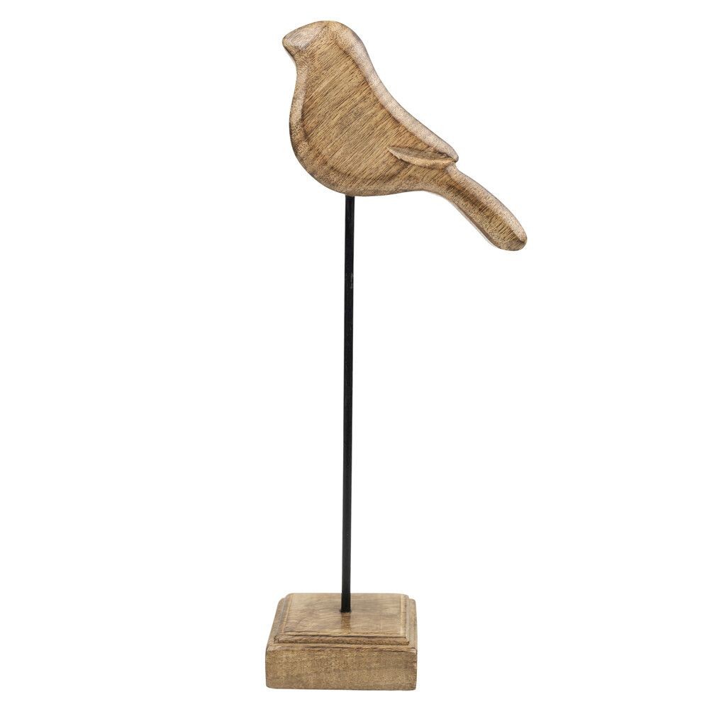 Dekorace dřevěný ptáček na podstavci  - 7,5*16,5*38cm Mars & More
