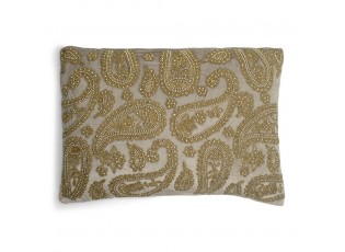 Béžový sametový polštář s ornamenty Paisley beige - 45*15*35cm