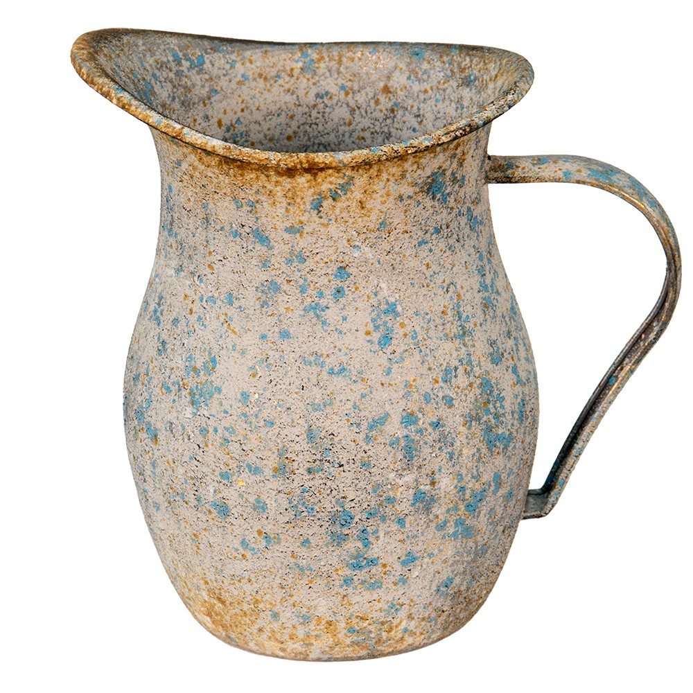Levně Šedo-modrý kovový dekorační džbán s rezem Savi - 20*14*19 cm 6Y5000