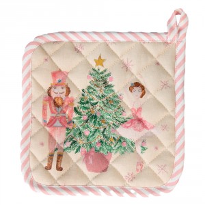 Béžová chňapka - podložka s louskáčkem a baletkou Pastel Nutcracker - 20*20 cm