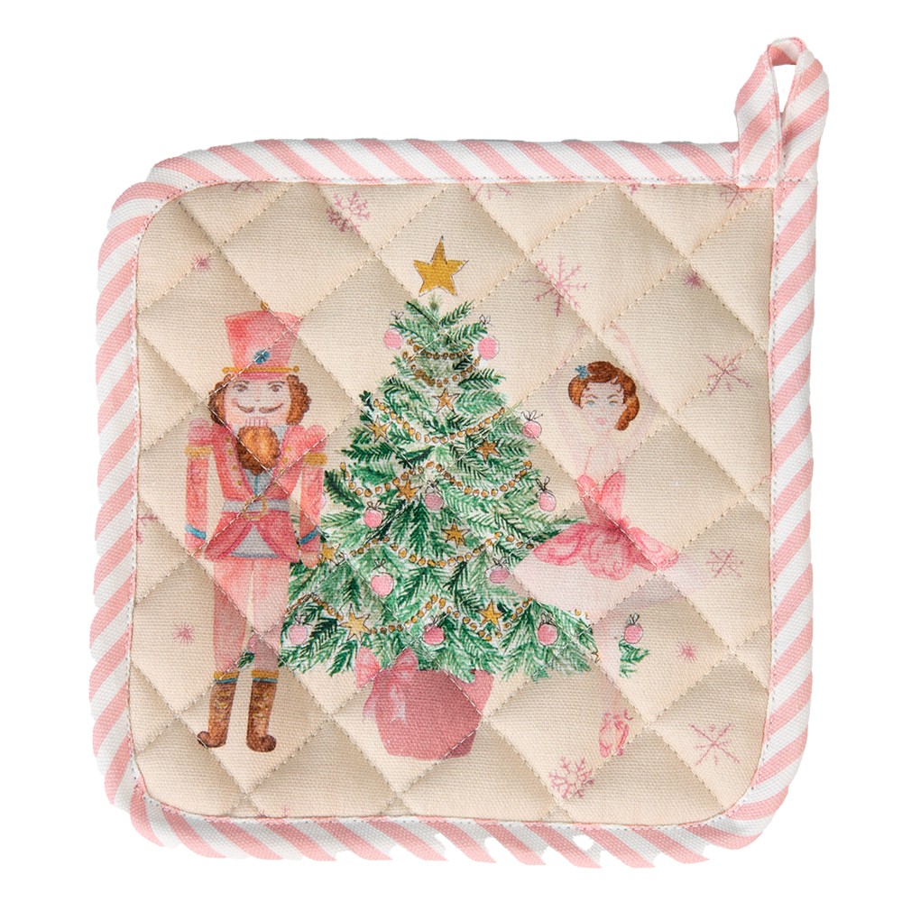 Béžová chňapka - podložka s louskáčkem a baletkou Pastel Nutcracker - 20*20 cm