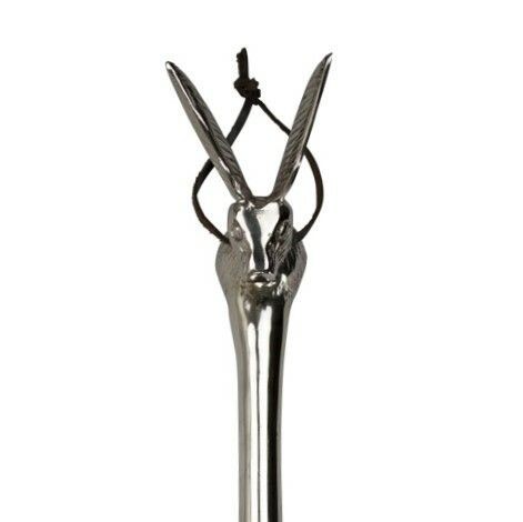 Stříbrná kovová obouvací lžíce s hlavou zajíce Hare - 52*5*1cm