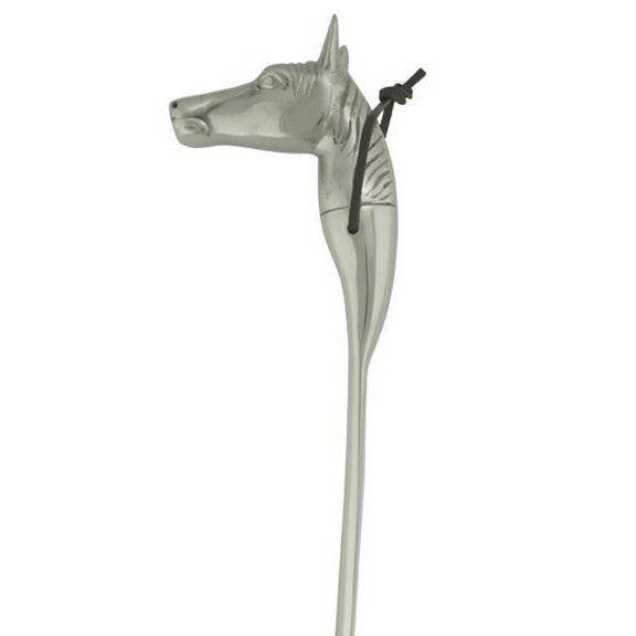 Stříbrná kovová obouvací lžíce s hlavou koně Horse - 52*5*1cm