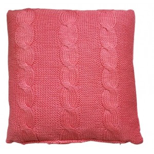 Malinovo růžový pletený polštář Lodge Raspberry - 60*60cm