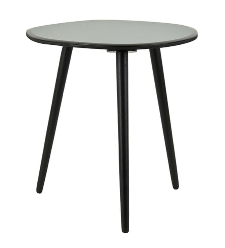 Černý dřevěný odkládací stolek se zelenou skleněnnou deskou Divo- 54*45*48 cm