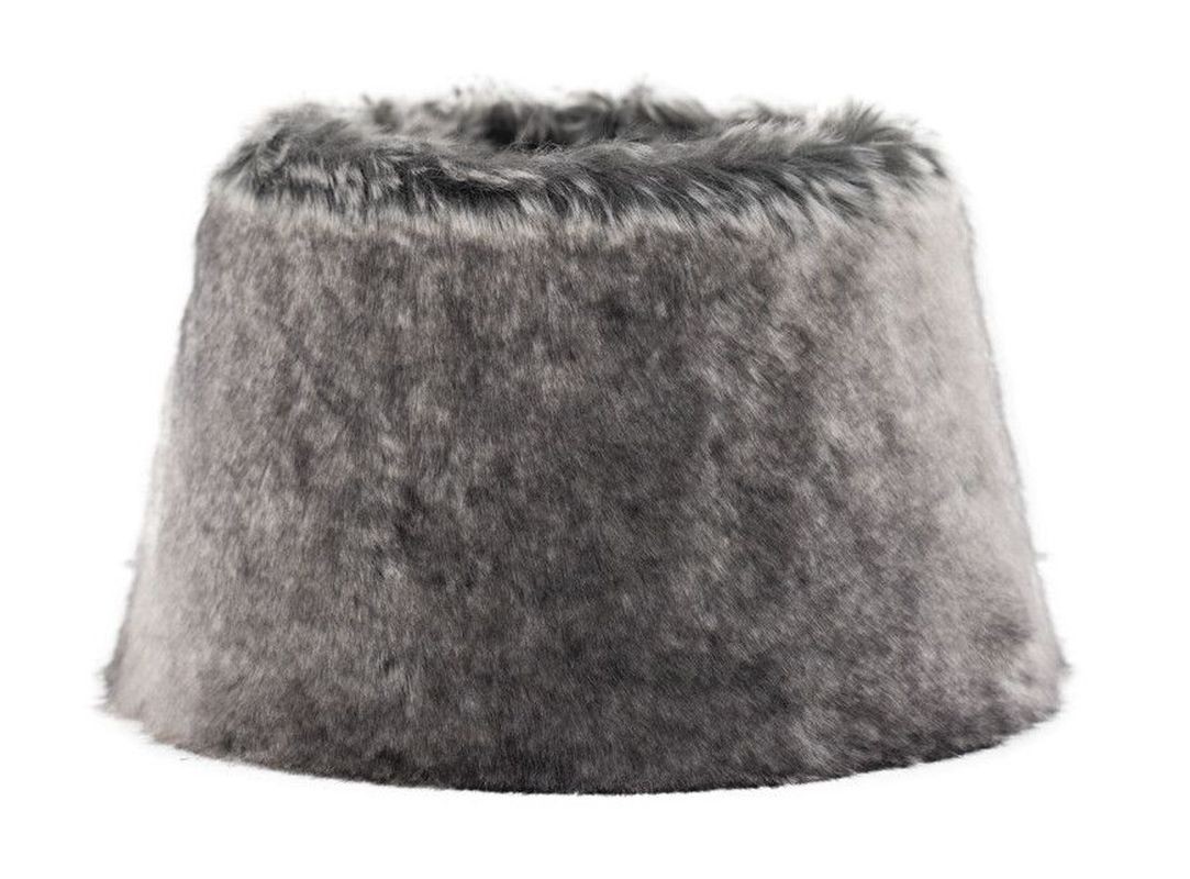 Šedé chlupaté stínidlo Wolf grey - Ø25*Ø18*16 cm