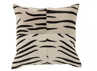 Černo-bílý kožený polštář s výplní Zebra -  44*10*44cm