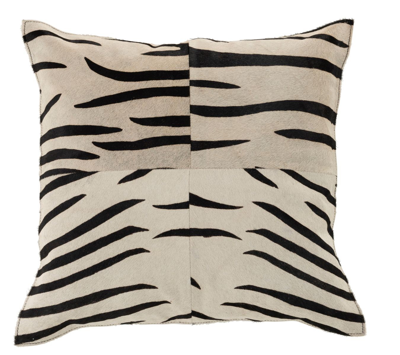 Levně Černo-bílý kožený polštář s výplní Zebra - 44*10*44cm 98262