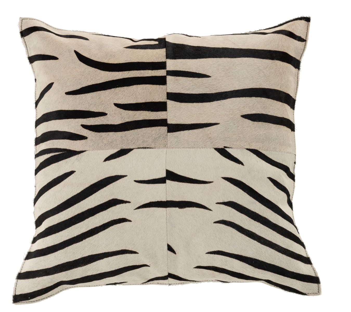 Černo-bílý kožený polštář s výplní Zebra - 44*10*44cm