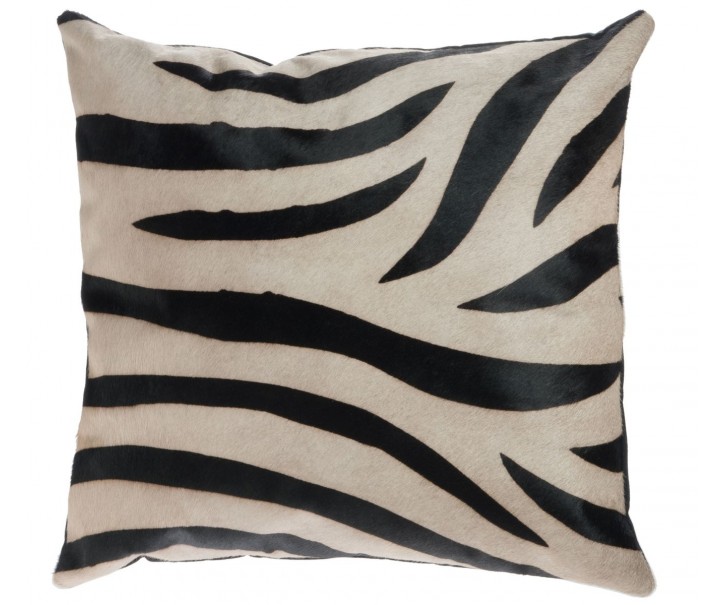 Černo-bílý kožený polštář s výplní Zebra - 44*14*43cm