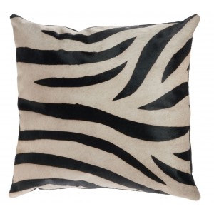 Černo-bílý kožený polštář s výplní Zebra - 44*14*43cm