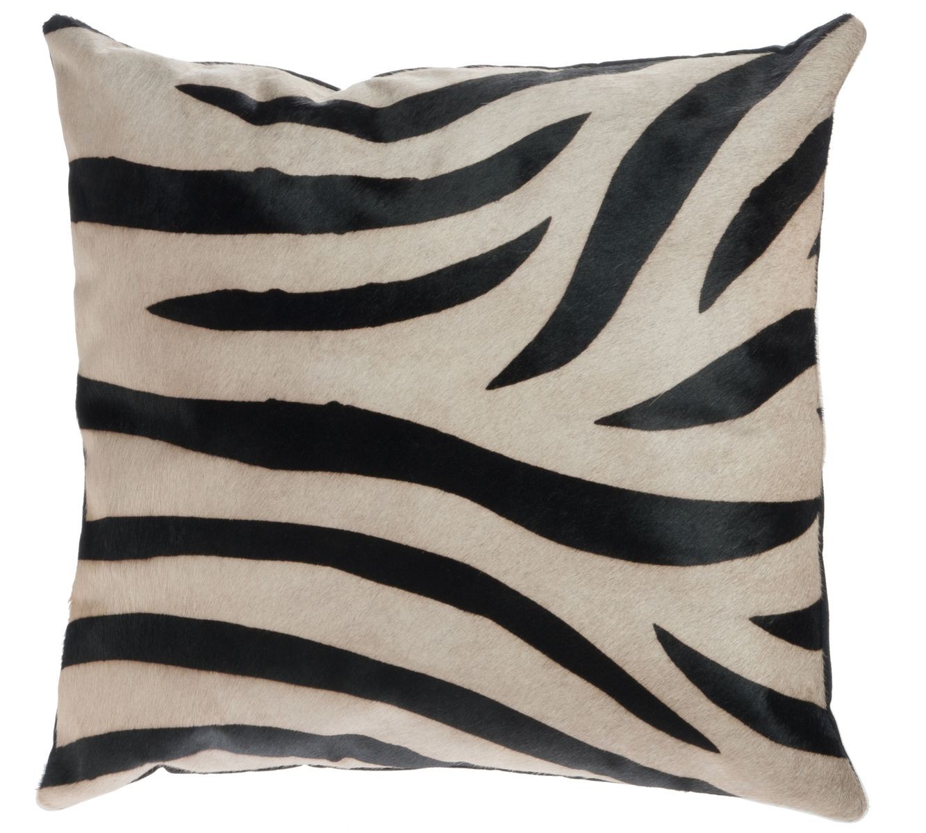 Černo-bílý kožený polštář s výplní Zebra - 44*14*43cm