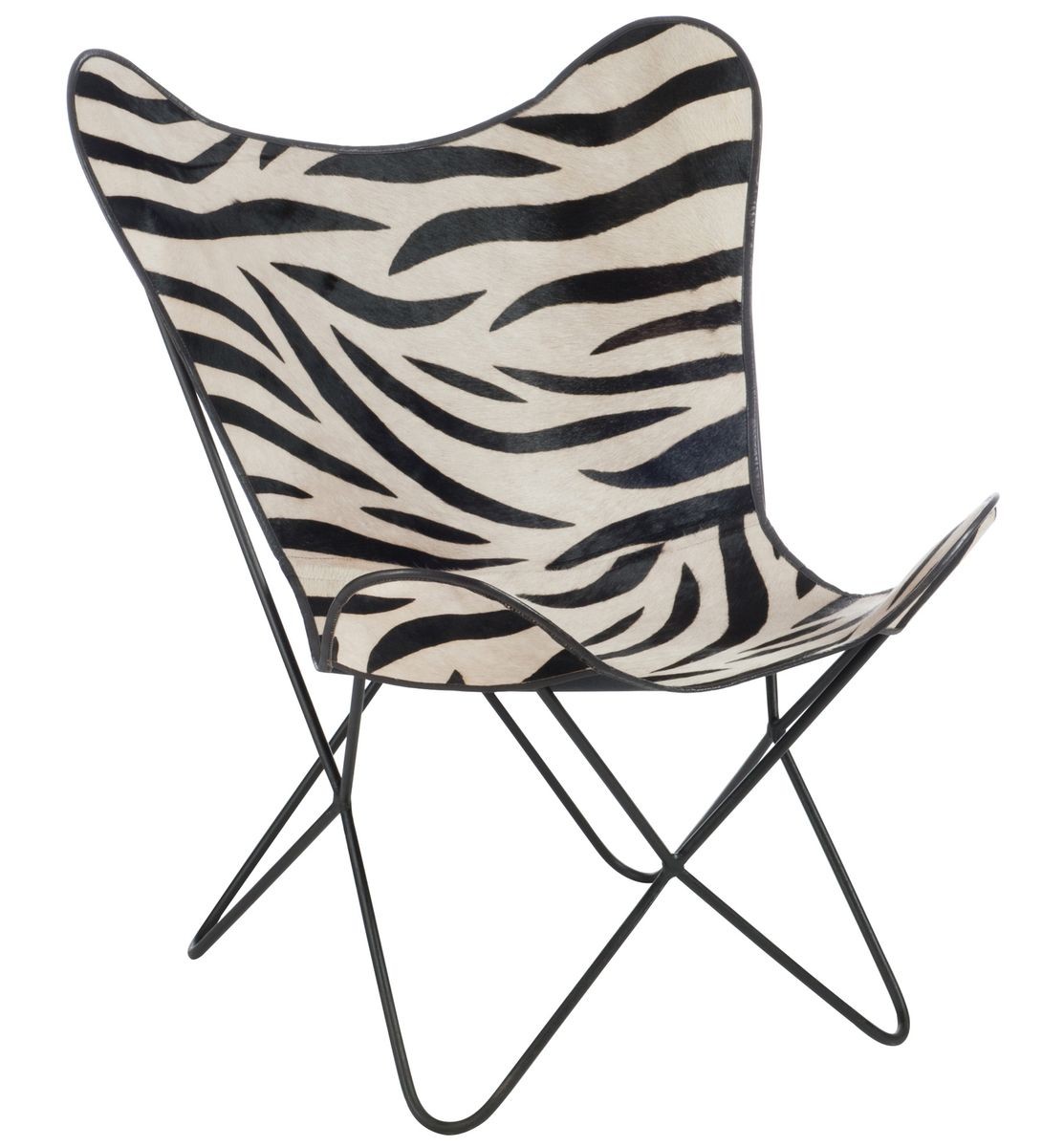 Bílo-černé kožené salónní křeslo Zebra - 86*75*87 cm