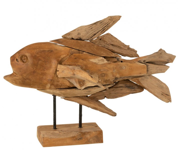 Dřevěná dekorace ryba na podstavci Fish teak - 56*19*36cm