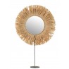 Stolní kulaté zrcadlo v rámu z přírodní trávy Raffia natural - 41*9*51 cm Barva: přírodní, černáMateriál: tráva, sklo, kov