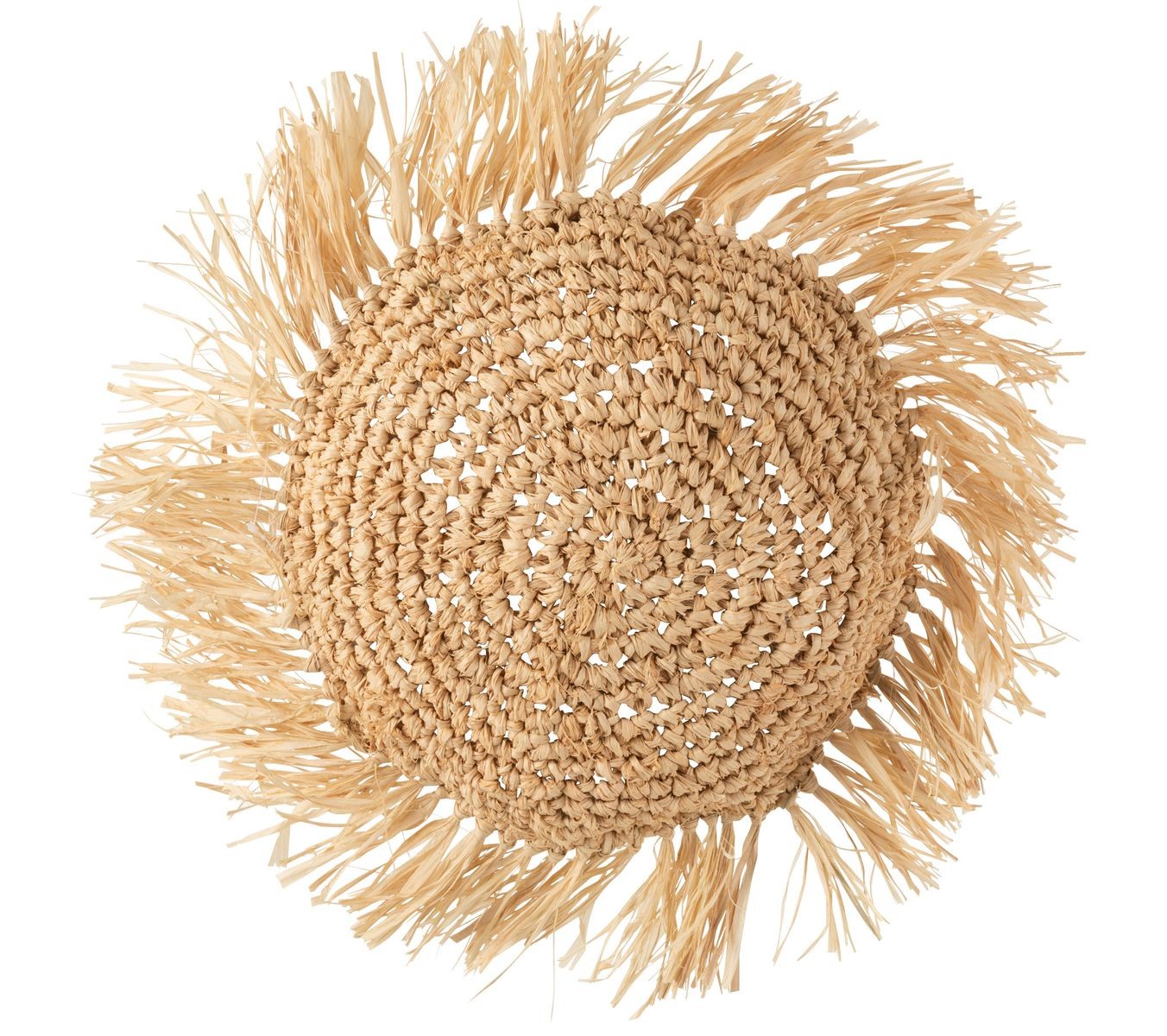 Dekorační kulatý polštářek z přírodní trávy Raffia natural - 45*15*45 cm