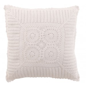 Bílý bavlněný polštář s krajkou Lace white - 43*10*43cm