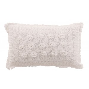 Bílý bavlněný polštář s krajkou Lace white - 50*10*30cm