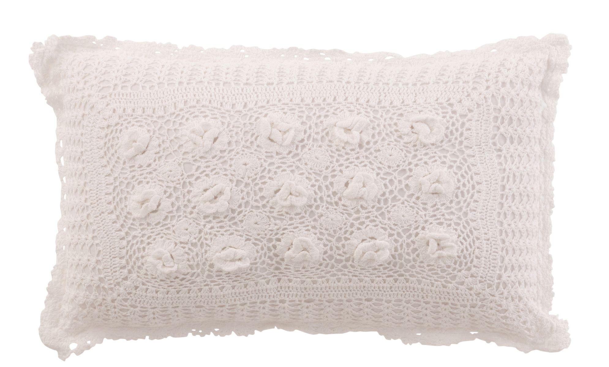 Bílý bavlněný polštář s krajkou Lace white - 50*10*30cm
