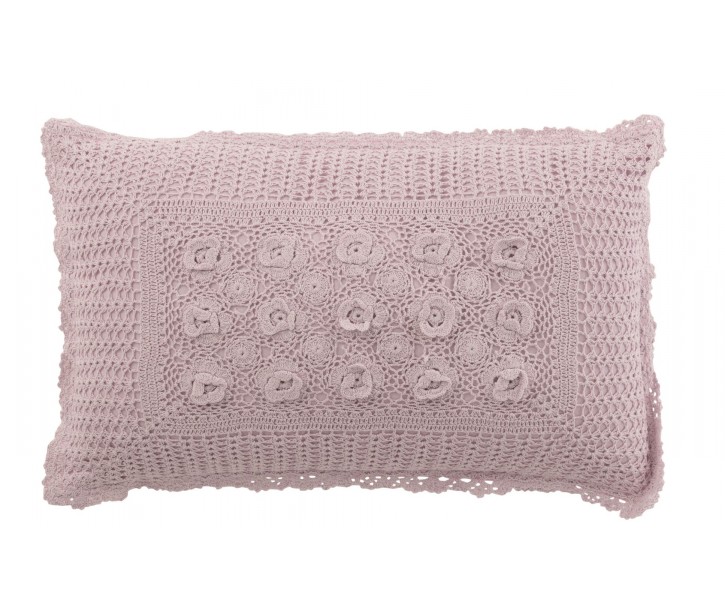 Fialkový bavlněný polštář s krajkou Lace violet - 50*10*30cm