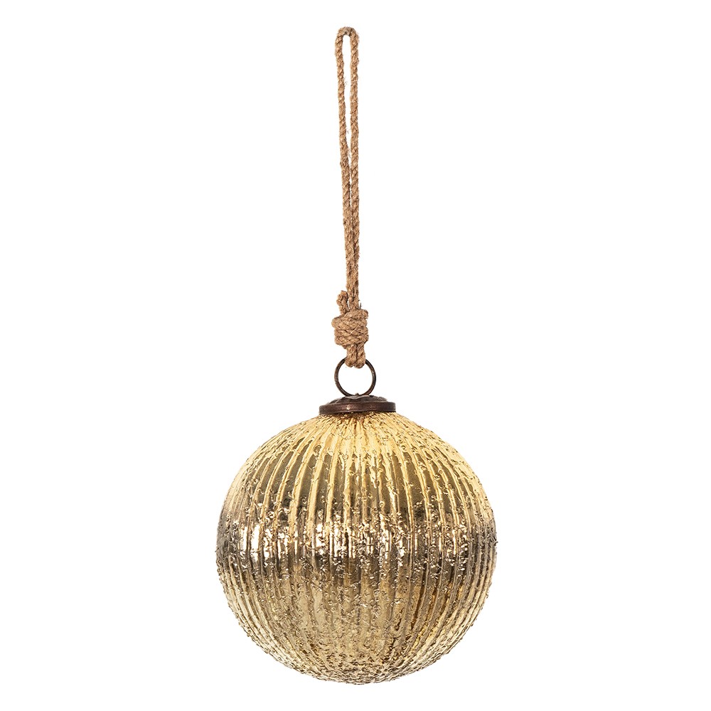 Zlatá skleněná vánoční ozdoba koule Gol - Ø14*14 cm Clayre & Eef