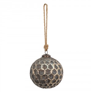 Měděná antik skleněná ozdoba Hexagon Copper L - Ø 12*12 cm