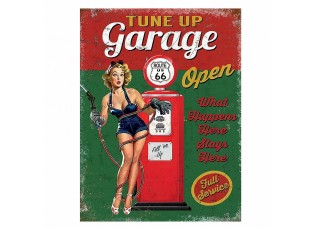 Zeleno-červená kovová nástěnná cedule Garage - 25*1*33 cm