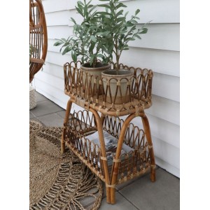 Ratanový antik stolek s dekorační obrubou Braide - 52*26*60cm