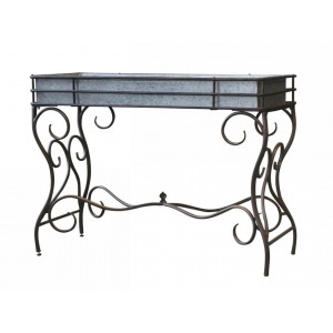Kovový stolek na květiny s plechovým zinkovým boxem Plant table - 107*44*77cm