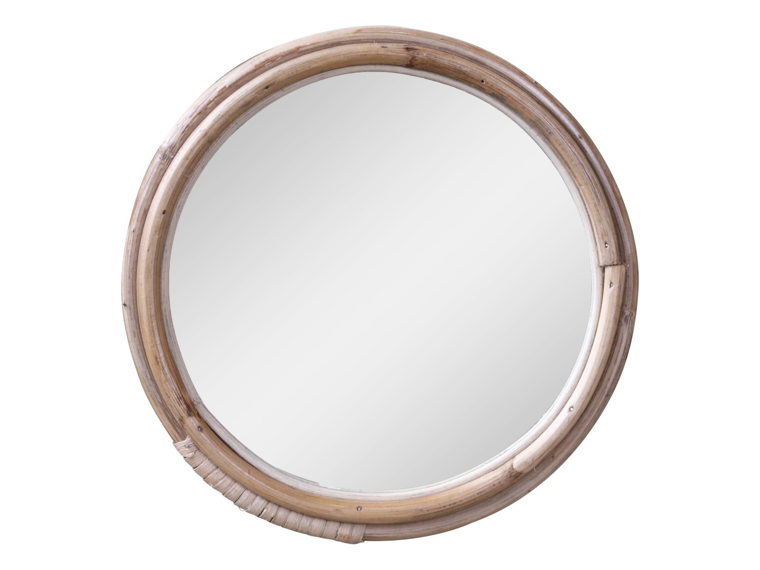 Hnědé antik kulaté nástěnné zrcadlo s bambusovým rámem Bamboo - Ø 24*2 cm