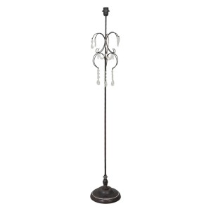 Hnědá kovová antik stojací lampa s kamínky Inia - Ø 24*147 cm/ E27 /MAX 60W