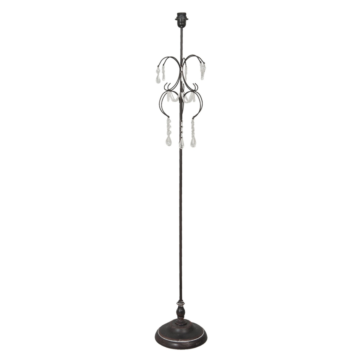 Hnědá kovová antik stojací lampa s kamínky Inia - Ø 24*147 cm/ E27 /MAX 60W