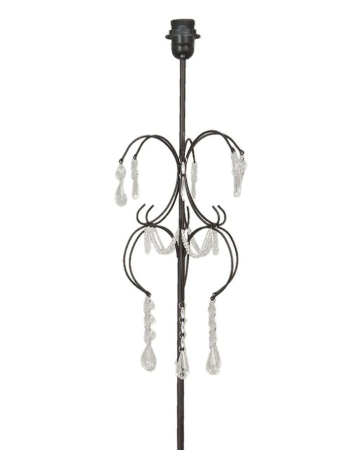 Hnědá kovová antik stojací lampa s kamínky Inia - Ø 24*147 cm/ E27 /MAX 60W