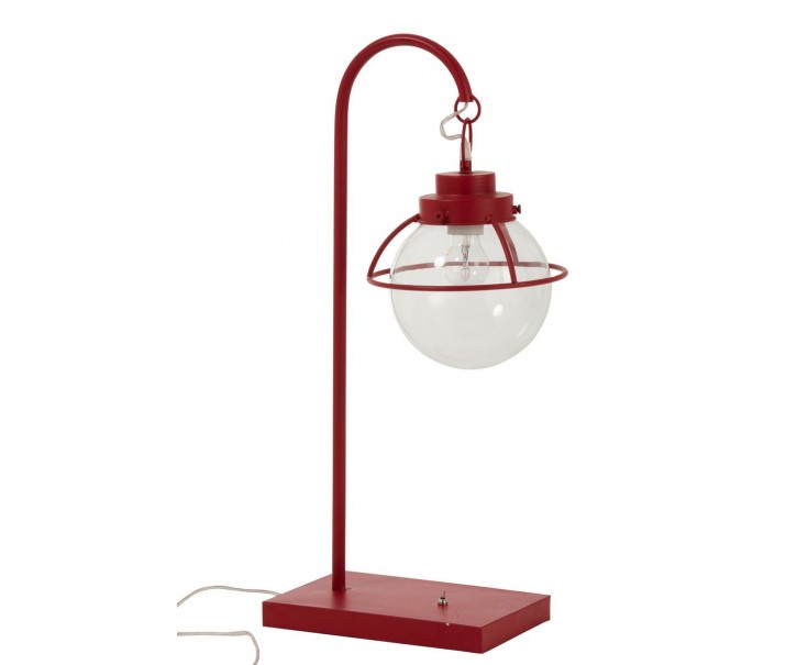 Červená kovová stolní retro lampa s patinou Ball Hang - 33*23*70 cm