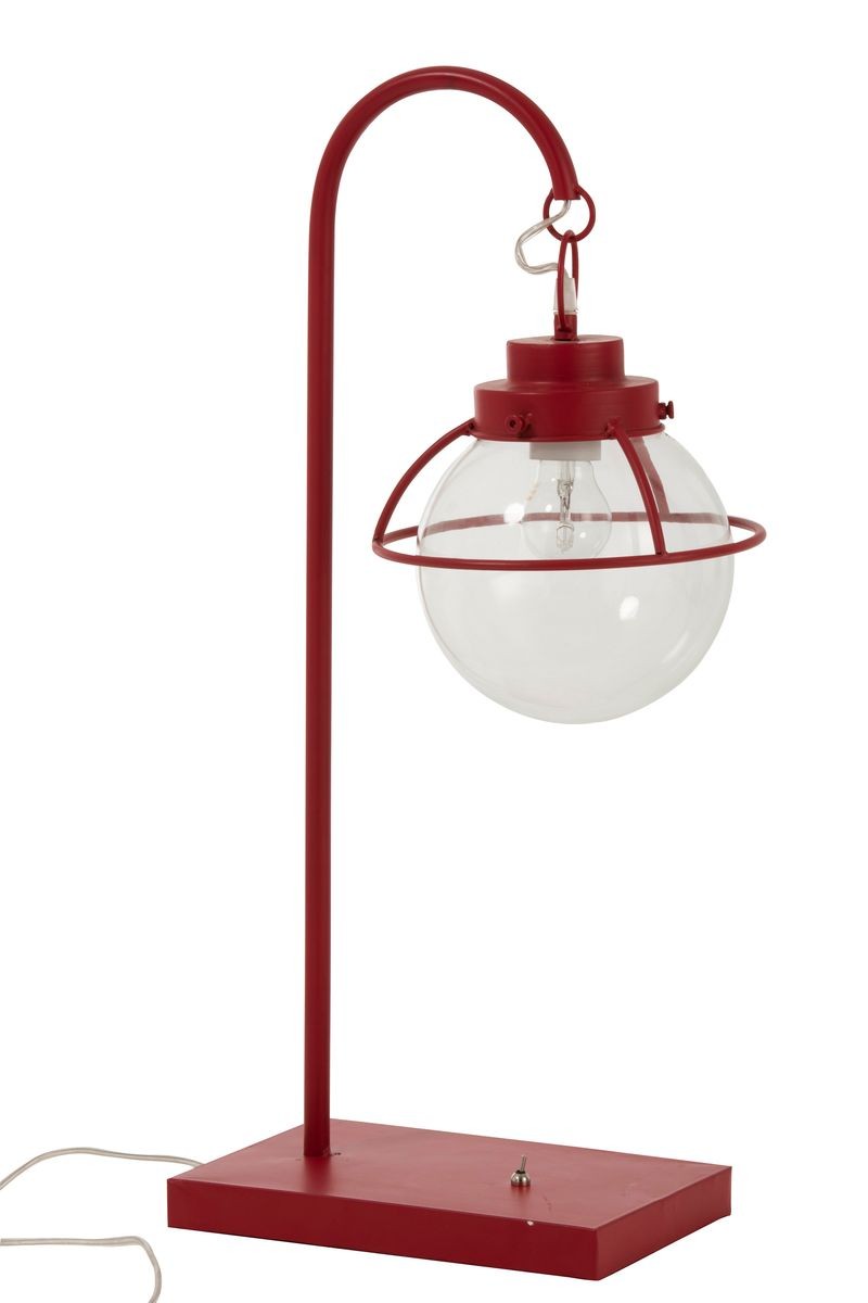 Červená kovová stolní retro lampa s patinou Ball Hang - 33*23*70 cm