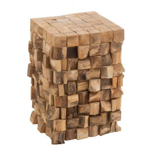 Přírodní odkládací stůl z teakových špalíků Disos - 30*30*45cm